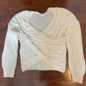 DONATING 2/7 Pink Lily Knit Wrap Sweater